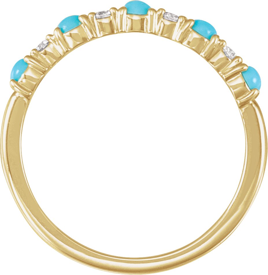 14K Yellow Gold Natural Turquoise & 1/8 CTW Natural Diamond Ring