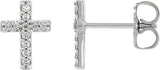 14K White Gold .08 CTW Natural Diamond Cross Earrings
