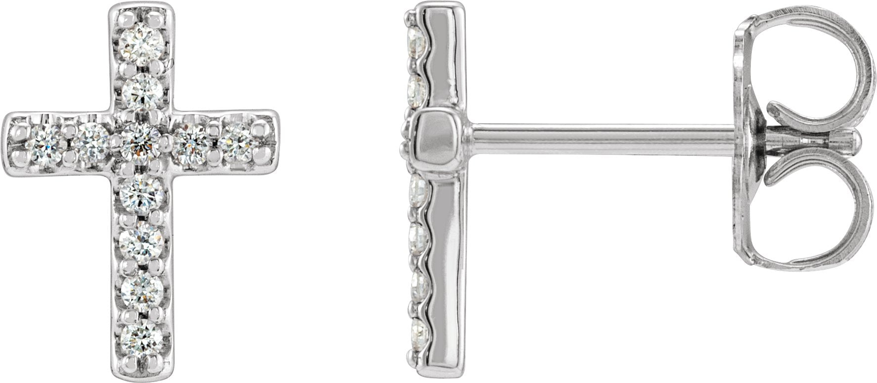 14K White Gold .08 CTW Natural Diamond Cross Earrings
