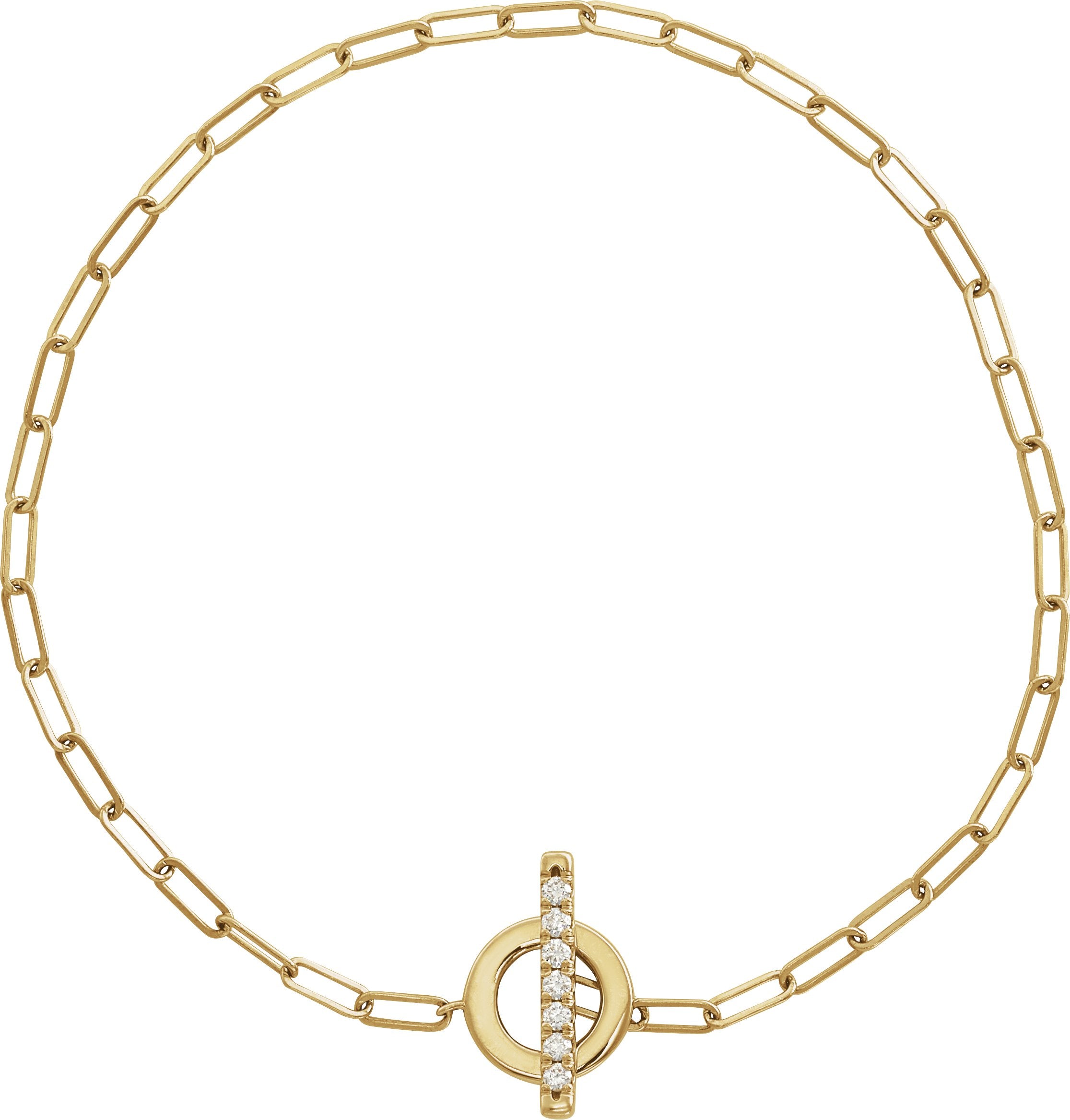 Brc895 / Bracelet / 14K Yellow / Set / Natural Diamond / Round / 1.5 Mm / 7 In / I1, GH / Polished / 1/10 Ctw Diamond Toggle Bracelet