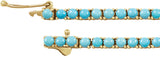 14K Yellow Gold Natural Turquoise Line 7 1/2" Bracelet