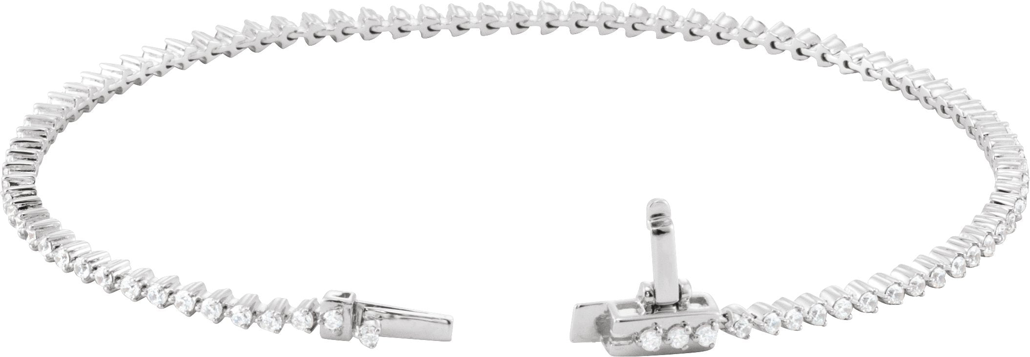 Brc907 / Bracelet / Set / 14K White / Round / Lab-Grown Diamond / 1.6Mm :: 1 1/2 Ctw / Si1-Si2, GH / 7 1/4 In / Polished / 1 1/2 Ctw Lab-Grown Line Bracelet