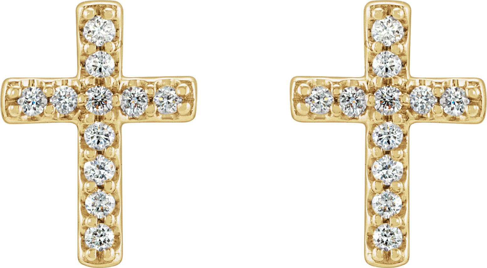 14K Yellow Gold .08 CTW Natural Diamond Cross Earrings