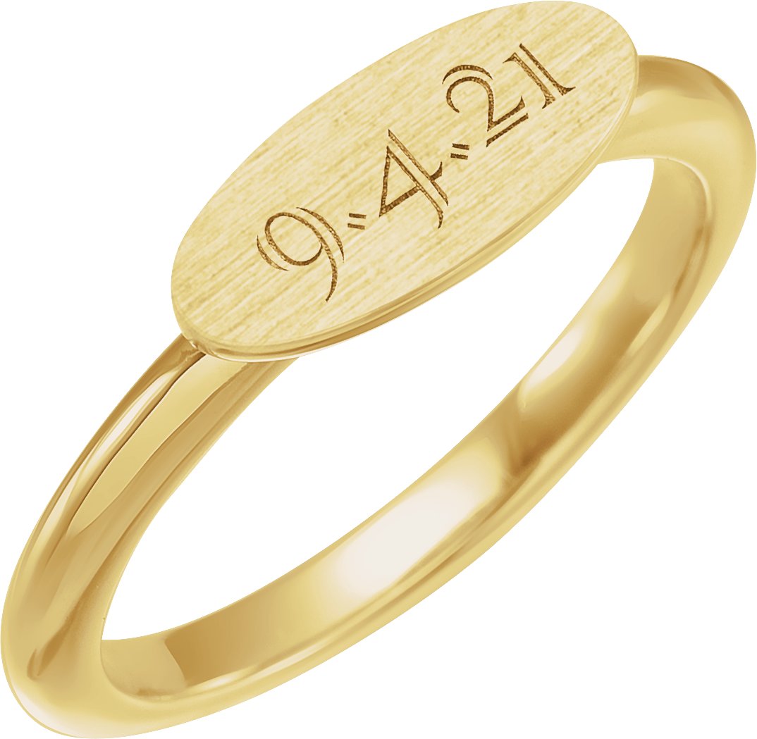 14K Yellow Gold 13x5.5 mm Oval Signet Ring