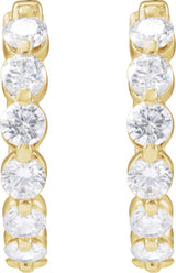 688989 / Earring / Set / 14K Yellow / Lab-Grown Diamond / Round / 17 Mm / 2 Mm / 2.6Mm :: 1 Ctw / Si1-Si2, GH / Pair / Hinged / Polished / 1 Ctw Lab-Grown Diamond Hoop Earrings