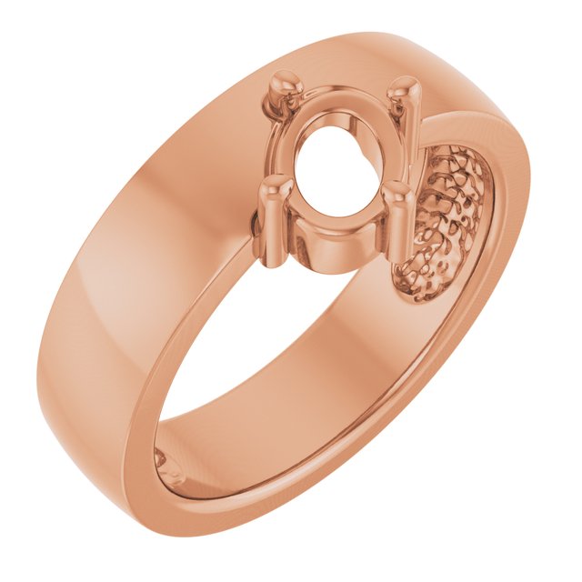 14K Rose 7x5 mm Oval Asymmetric Solitaire Ring Mounting