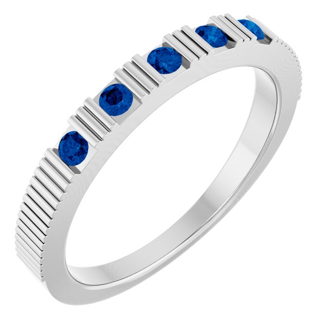 Sterling Silver Lab-Grown Blue Sapphire Stackable Ring