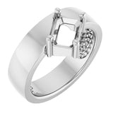 Platinum 7x5 mm Emerald Asymmetric Solitaire Ring Mounting