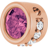 88577 / Pendant / Set / 14K Rose Gold / Round / Natural Pink Tourmaline / 5Mm :: 1/10 Ctw / Natural Diamond / I1, GH / Polished / Natural Pink Tourmaline And 1/10 Ctw Natural Diamond Pendant