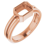 14K Rose 7x5 mm Emerald Ring Mounting
