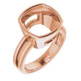 18K Rose 11mm Cushion Ring Mounting
