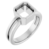 14K X1 White 7mm Asscher Ring Mounting