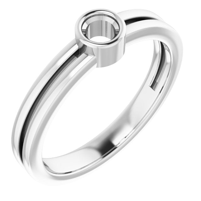 14K White 3.4mm Round Ring Mounting
