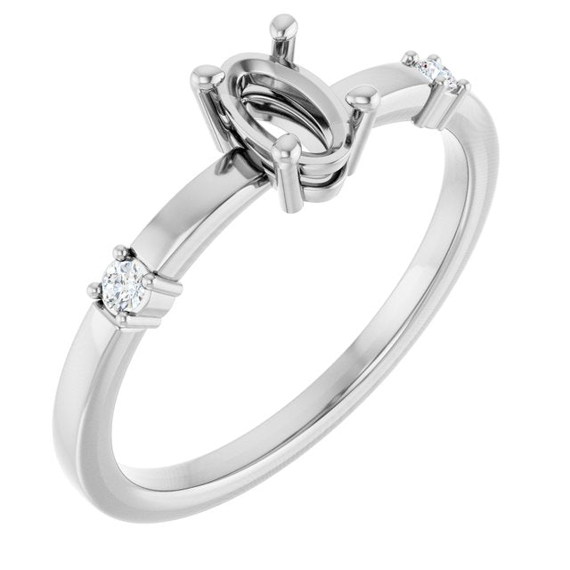 Platinum 6x4 mm Oval .05 CTW Natural Diamond Semi-Set Ring