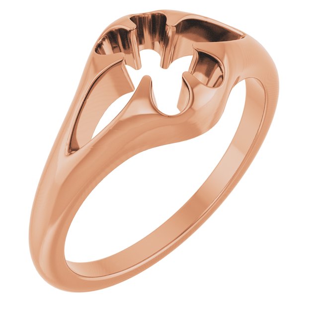 14K Rose 5 mm Round Belcher Ring Mounting