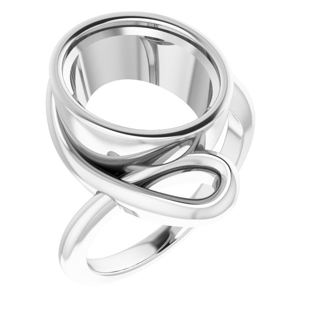 18K White 12x10 mm Oval Ring Mounting