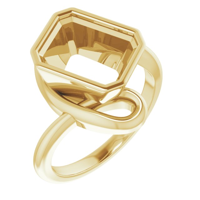 10K Yellow 10x8 mm Emerald Ring Mounting
