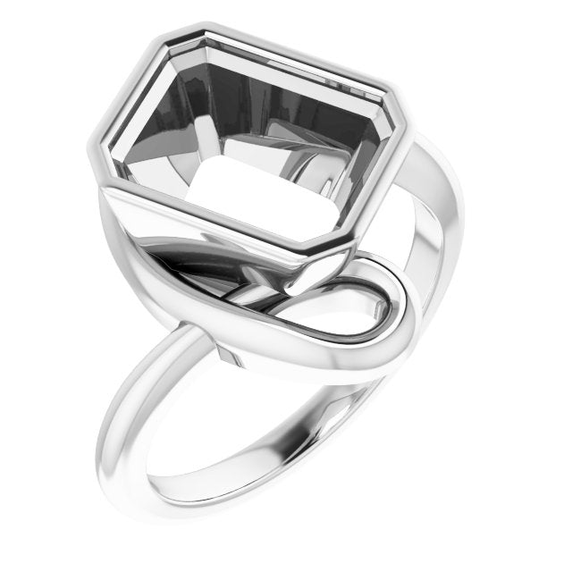 14K White 10x8 mm Emerald Ring Mounting