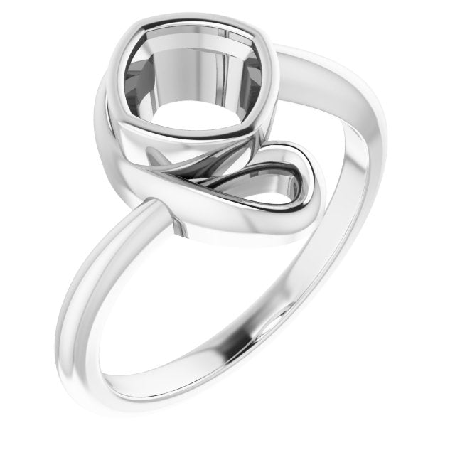 18K White 6mm Cushion Ring Mounting