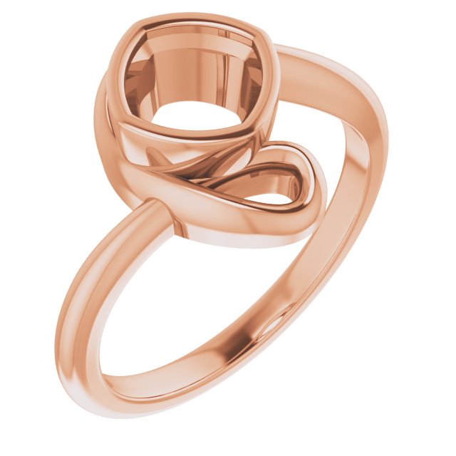 14K Rose 6mm Cushion Ring Mounting