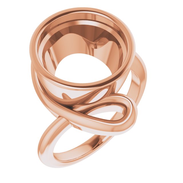 10K Rose 12mm Round Ring Mounting