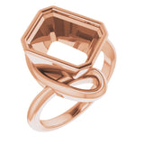 14K Rose 11x9 mm Emerald Ring Mounting