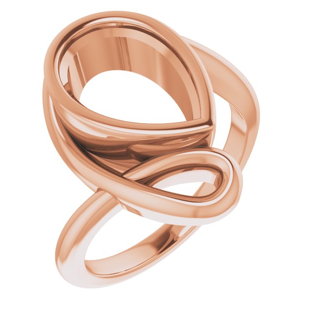 18K Rose 12x8 mm Pear Ring Mounting