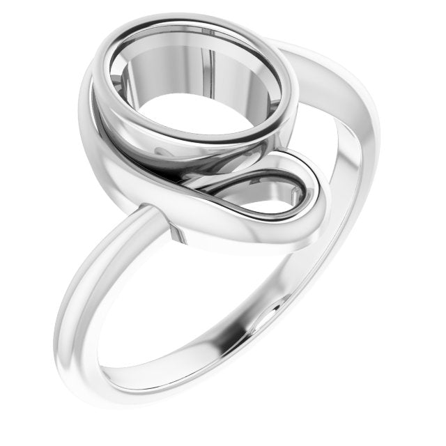 Platinum 8x6 mm Oval Ring Mounting