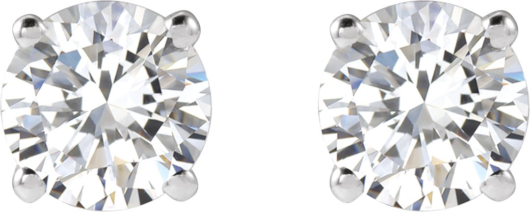 1874 / 14K White / Set / Round / Lab-Grown Diamond / Pair / 5Mm :: 1 Ctw / Si1-Si2, GH / Friction / Friction Backs Included / 4-Prong / Polished / 1 Ctw Lab-Grown Diamond Stud Earrings
