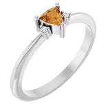 14K White Gold Natural Citrine & .015 CTW Natural Diamond Ring
