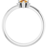 14K White Gold Natural Citrine & .015 CTW Natural Diamond Ring