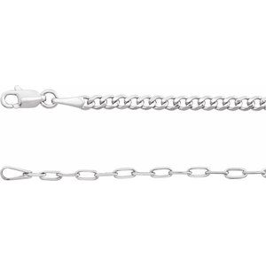 2.7 mm long sterling silver paperclip-style chain