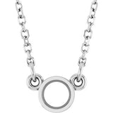 14K White 3.4 mm Round Bezel Set Solitaire 18" Necklace Mounting