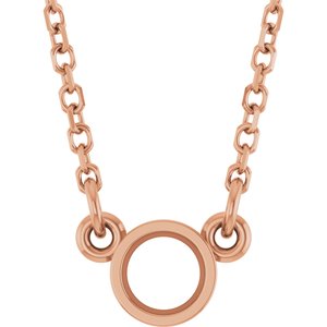 14K Rose 3.4 mm Round Bezel Set Solitaire 18" Necklace Mounting