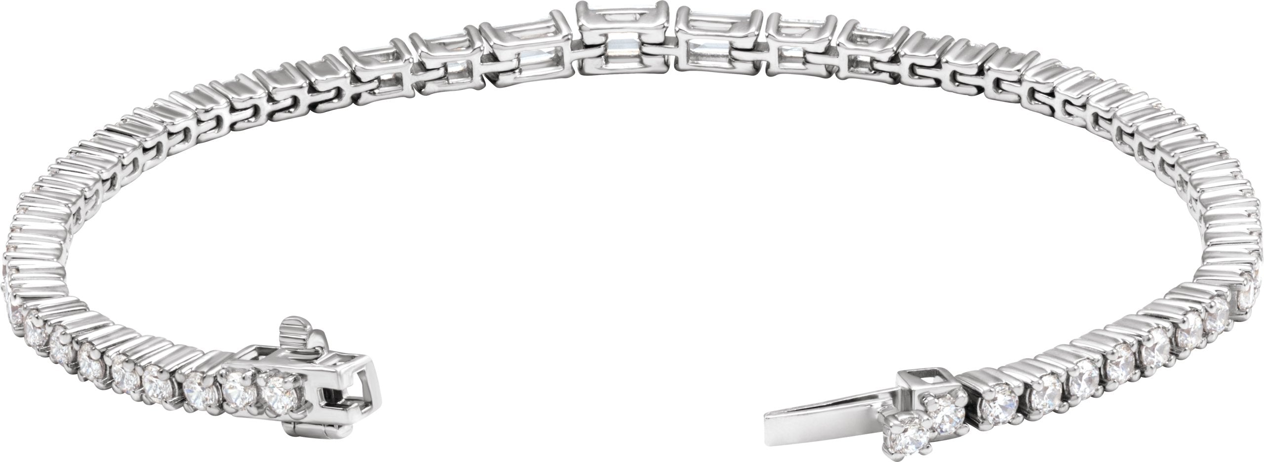 Brc977 / Bracelet / Set / 14K White / Emerald / Lab-Grown Diamond / Lab-Grown Diamond / 5.5 X 3.5Mm :: 4 5/8 Ctw / Si, GH / 7 In / Polished / 4 5/8 Ctw Lab-Grown Diamond Line Bracelet