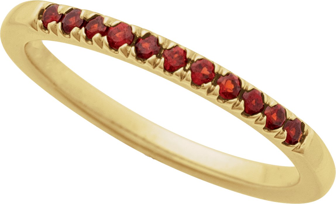 14K Yellow Gold Natural Mozambique Garnet Stackable Ring