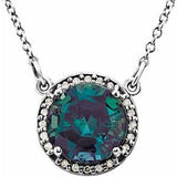 14K White 8 mm Lab-Grown Alexandrite & .05 CTW Natural Diamond 16" Necklace