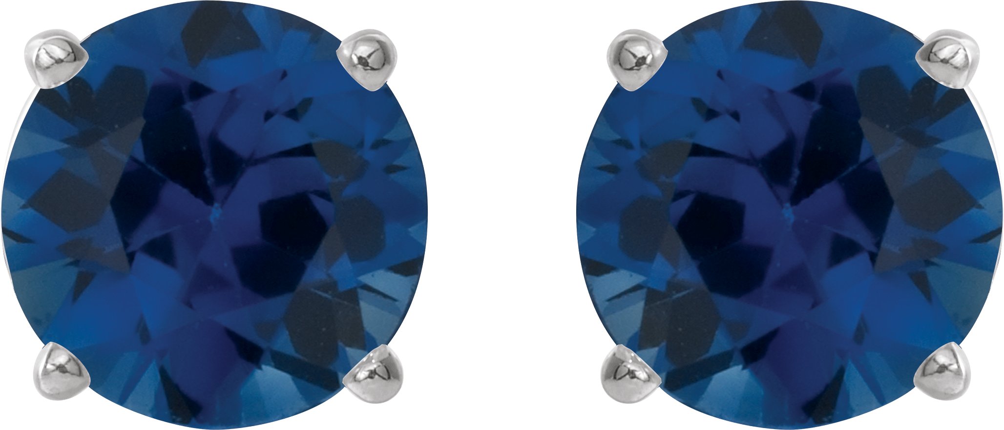 14K White Gold 5mm Lab-Grown Blue Sapphire Earrings