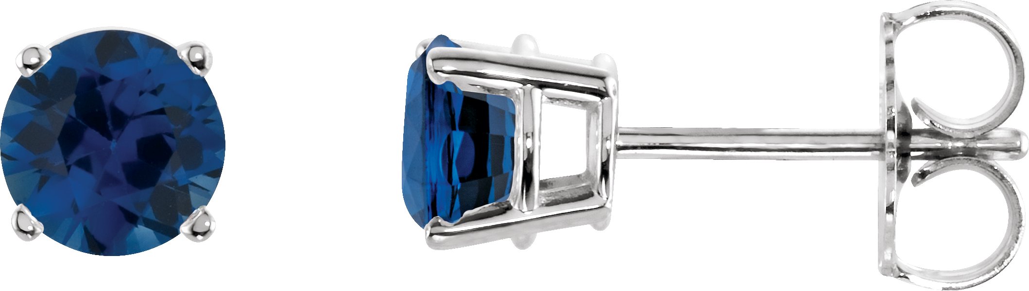 14K White Gold 5mm Lab-Grown Blue Sapphire Earrings