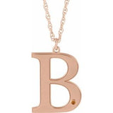 14K Rose Gold-Plated Sterling Silver Engravable Imitation Citrine Initial B 18" Necklace