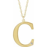 10K Yellow Engravable Imitation Diamond Initial C 18" Necklace