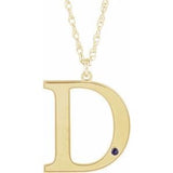 10K Yellow Engravable Imitation Alexandrite Initial D 18" Necklace