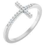 14K White Gold .07 CTW Natural Diamond Sideways Cross Ring