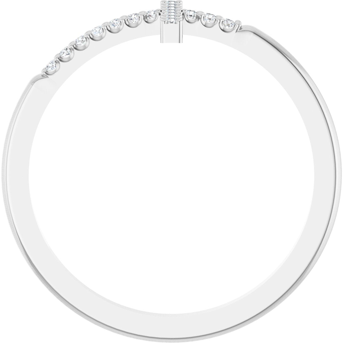 14K White Gold .07 CTW Natural Diamond Sideways Cross Ring
