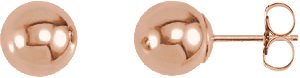 14K Rose Gold 7mm Ball Earrings
