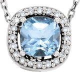 14K White Gold Natural Sky Blue Topaz & .04 CTW Natural Diamond 16" Necklace