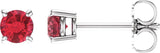 14K White Gold 4mm Lab Grown Ruby Earrings