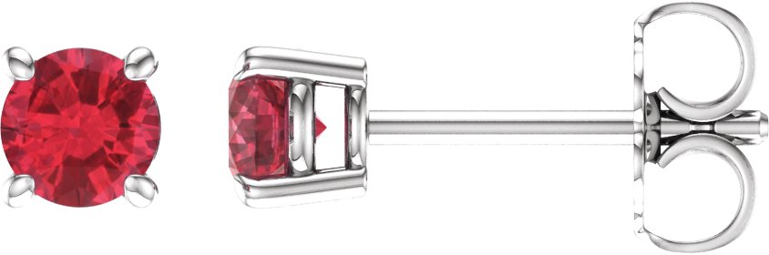 14K White Gold 4mm Lab Grown Ruby Earrings