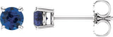 14K White Gold 4mm Lab-Grown Blue Sapphire Earrings