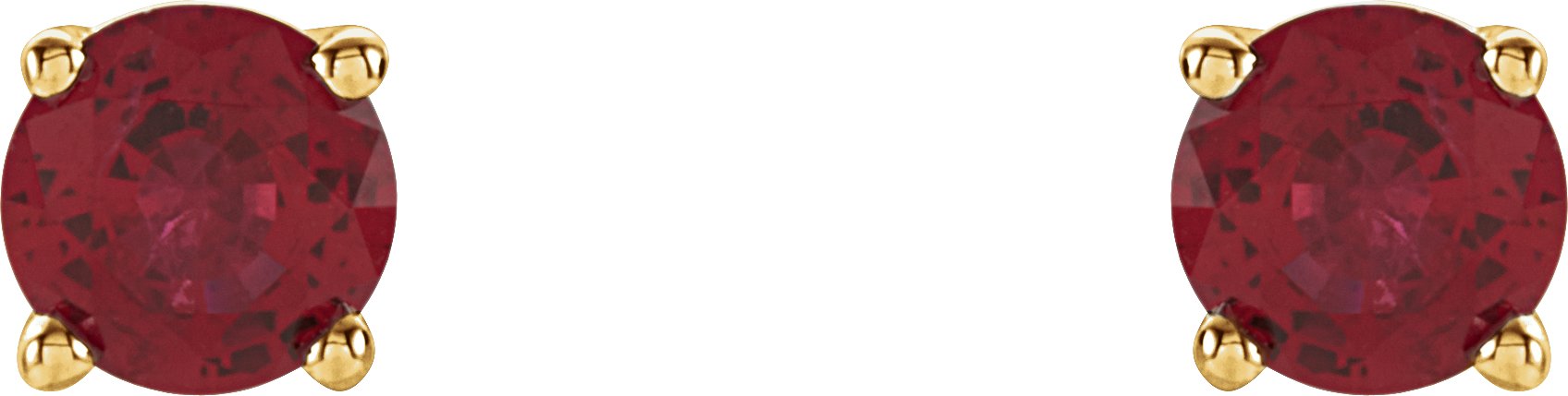 14K Yellow Gold 4mm Lab Grown Ruby Earrings